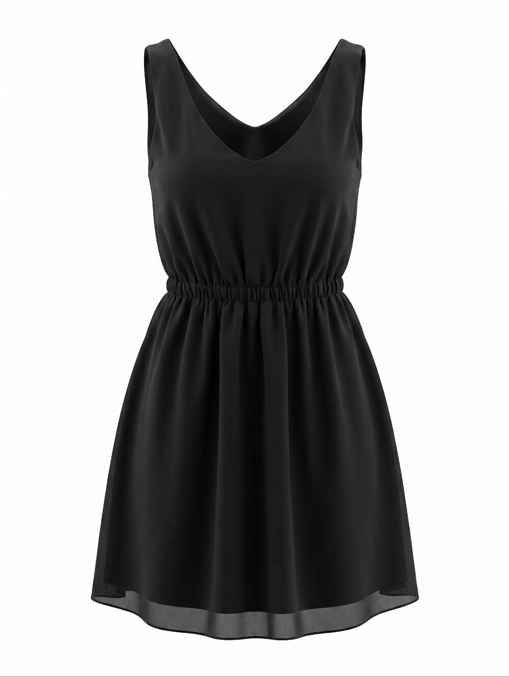BCBGeneration Black V-Neck Sleeveless Mini Dress Cut Out Back Cocktail Evening